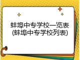 蚌埠中专学校一览表(蚌埠中专学校列表)