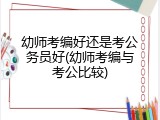 幼师考编好还是考公务员好(幼师考编与考公比较)
