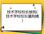 技术学校校长被拘(技术学校校长遭拘捕)
