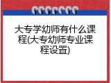 大专学幼师有什么课程(大专幼师专业课程设置)