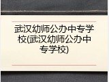 武汉幼师公办中专学校(武汉幼师公办中专学校)