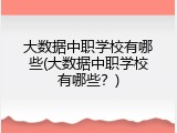 大数据中职学校有哪些(大数据中职学校有哪些？)