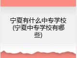 宁夏有什么中专学校(宁夏中专学校有哪些)