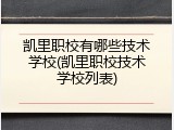 凯里职校有哪些技术学校(凯里职校技术学校列表)