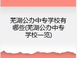 芜湖公办中专学校有哪些(芜湖公办中专学校一览)