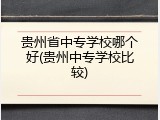 贵州省中专学校哪个好(贵州中专学校比较)