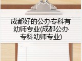 成都好的公办专科有幼师专业(成都公办专科幼师专业)