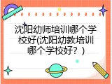 沈阳幼师培训哪个学校好(沈阳幼教培训哪个学校好？)