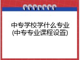 中专学校学什么专业(中专专业课程设置)