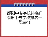 邵阳中专学校排名("邵阳中专学校排名一览表")
