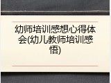 幼师培训感想心得体会(幼儿教师培训感悟)