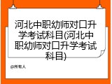 河北中职幼师对口升学考试科目(河北中职幼师对口升学考试科目)