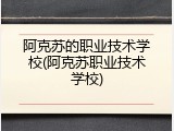 阿克苏的职业技术学校(阿克苏职业技术学校)