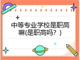 中等专业学校是职高嘛(是职高吗？)