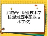 武威西牛职业技术学校(武威西牛职业技术学校)
