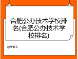 合肥公办技术学校排名(合肥公办技术学校排名)