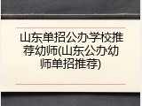 山东单招公办学校推荐幼师(山东公办幼师单招推荐)