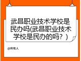 武昌职业技术学校是民办吗(武昌职业技术学校是民办的吗？)