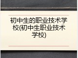 初中生的职业技术学校(初中生职业技术学校)