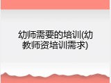 幼师需要的培训(幼教师资培训需求)