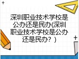深圳职业技术学校是公办还是民办(深圳职业技术学校是公办还是民办？)