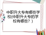 中职升大专有哪些学校(中职升大专的学校有哪些？)