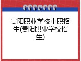 贵阳职业学校中职招生(贵阳职业学校招生)
