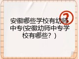 安徽哪些学校有幼师中专(安徽幼师中专学校有哪些？)