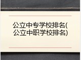 公立中专学校排名(公立中职学校排名)