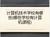 计算机技术学校有哪些(哪些学校有计算机课程)