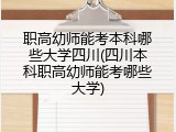职高幼师能考本科哪些大学四川(四川本科职高幼师能考哪些大学)