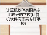 计算机软件高职高专比较好的学校(计算机软件高职高专好学校)
