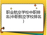 职业航空学校中职排名(中职航空学校排名)