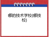 哪的技术学校(哪技校)