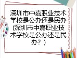 深圳市中嘉职业技术学校是公办还是民办(深圳市中嘉职业技术学校是公办还是民办？)