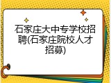 石家庄大中专学校招聘(石家庄院校人才招募)