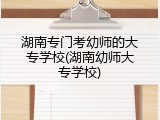 湖南专门考幼师的大专学校(湖南幼师大专学校)