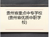 贵州省重点中专学校(贵州省优质中职学校)