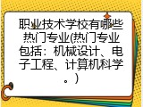 职业技术学校有哪些热门专业(热门专业包括：机械设计、电子工程、计算机科学。)