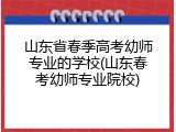 山东省春季高考幼师专业的学校(山东春考幼师专业院校)