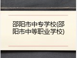 邵阳市中专学校(邵阳市中等职业学校)