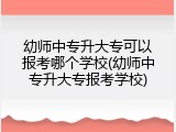 幼师中专升大专可以报考哪个学校(幼师中专升大专报考学校)