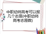 中职幼师高考可以报几个志愿(中职幼师高考志愿数)