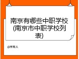 南京有哪些中职学校(南京市中职学校列表)