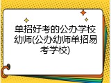 单招好考的公办学校幼师(公办幼师单招易考学校)