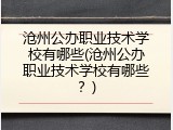 沧州公办职业技术学校有哪些(沧州公办职业技术学校有哪些？)