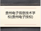 贵州电子信息技术学校(贵州电子技校)