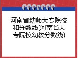 河南省幼师大专院校和分数线(河南省大专院校幼教分数线)