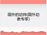国外的幼师(国外幼教专家)