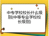 中专学校校长什么级别(中等专业学校校长级别)